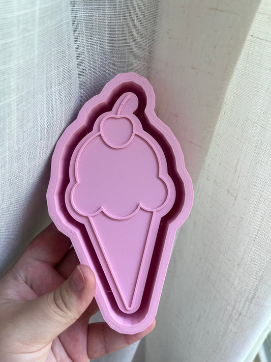 Ice cream with cherry silicone mold for freshies