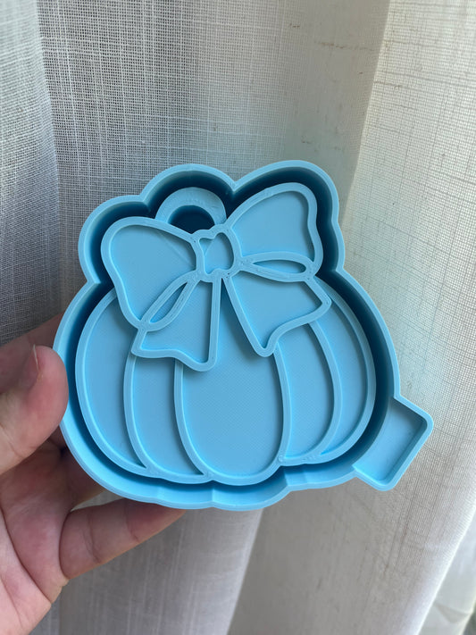 Pumpkin with bow silicone mold for freshies