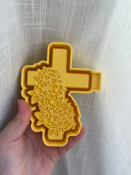 Floral cross silicone mold for freshies