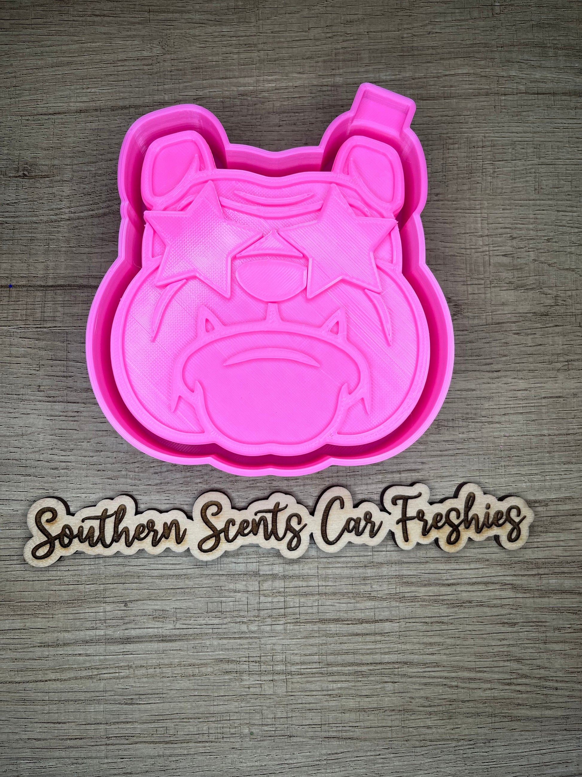 Bulldog with star eyes silicone mold for freshies