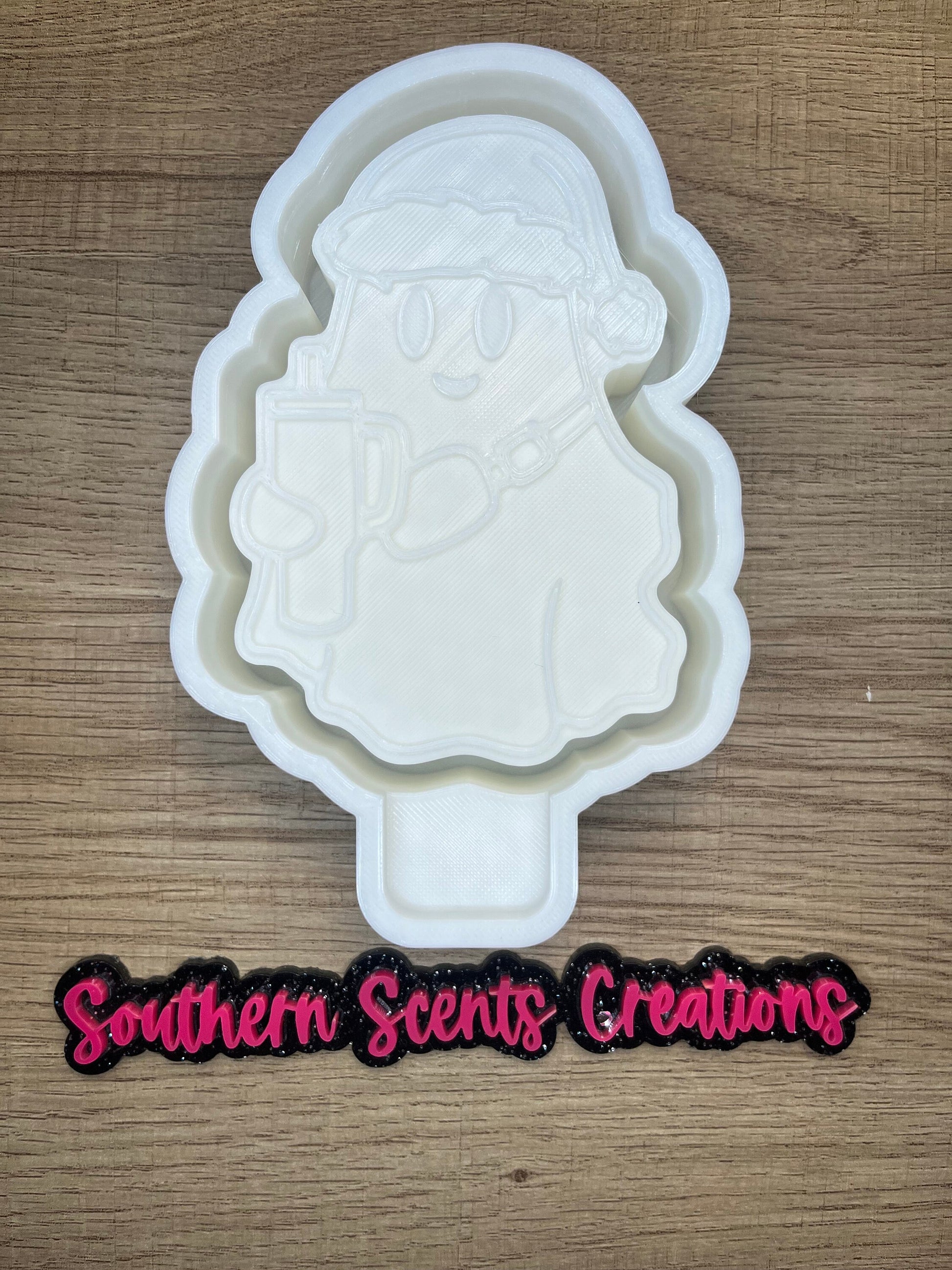 Boujee ghost w/ Santa hat silicone mold for freshies