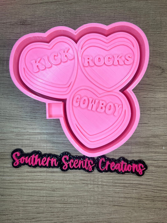 Kick rocks cowboy hearts silicone mold for freshies